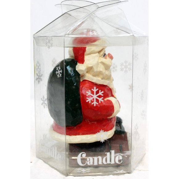 Lady Jane Holiday Molded Santa on a Rooftop Candle Sculpted Wood Carved Look - Picture 2 of 12